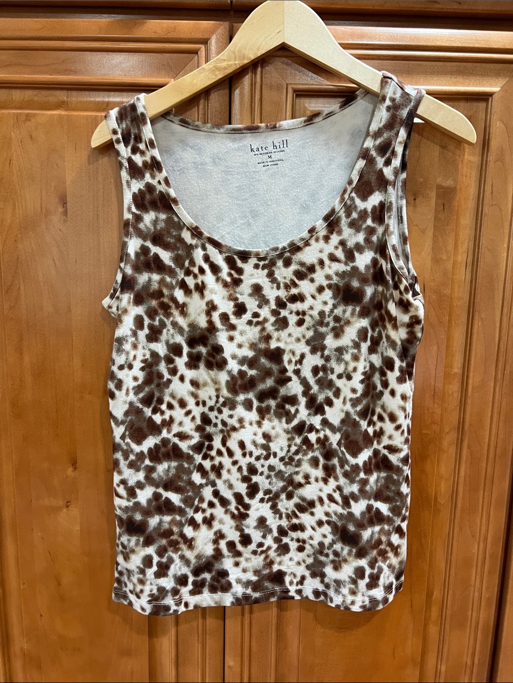 Kate Hill Brown and Cream Animal Print Tank Top